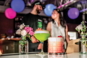 Santiago And Ashley Caro (midori Spur And Clover Club Drinks)