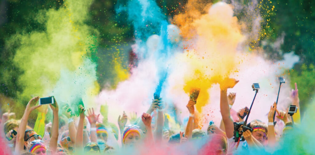 Colorrun Competitors In Detail Of Hands