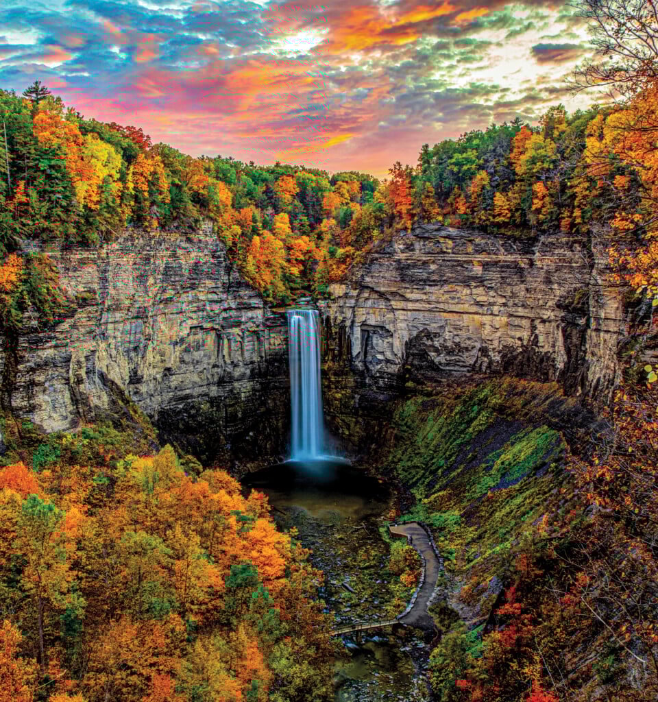 Taughannock Falls Sunset In Full Fall Colors