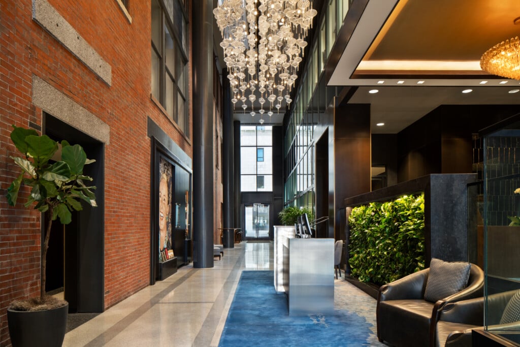 Chandelier, Corridor, Floor, Foyer, Indoors, Lamp, Plant