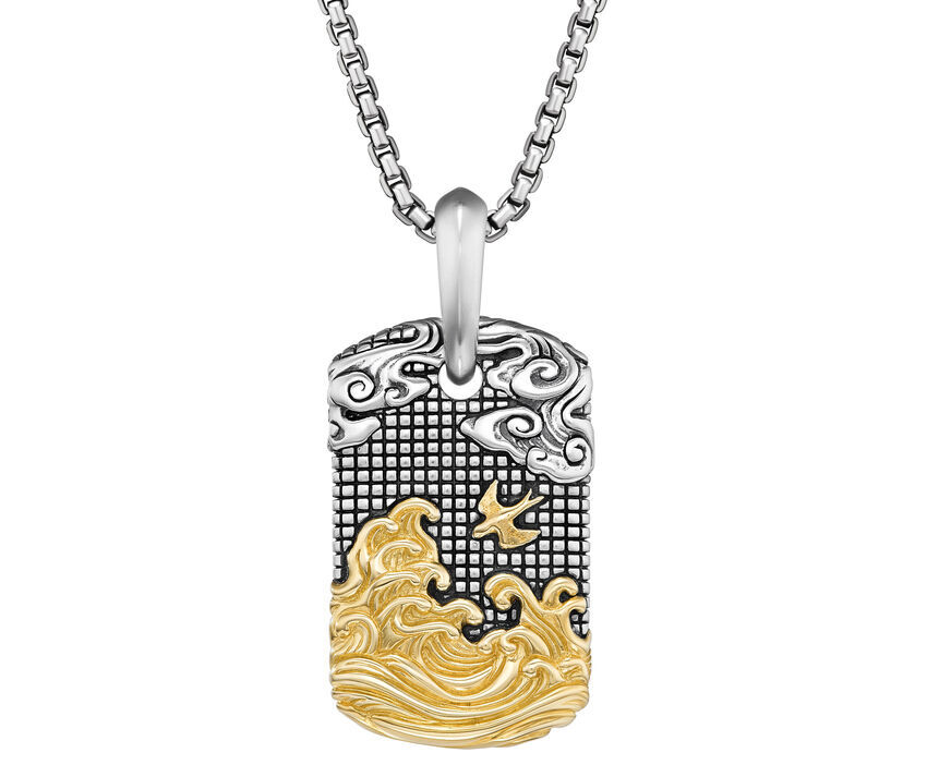 Waves Tag In Sterling Silver