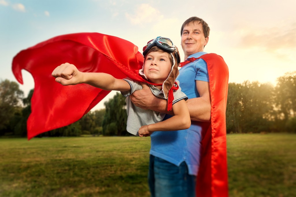 Bigstock Father And Son Playing In Supe 154916342