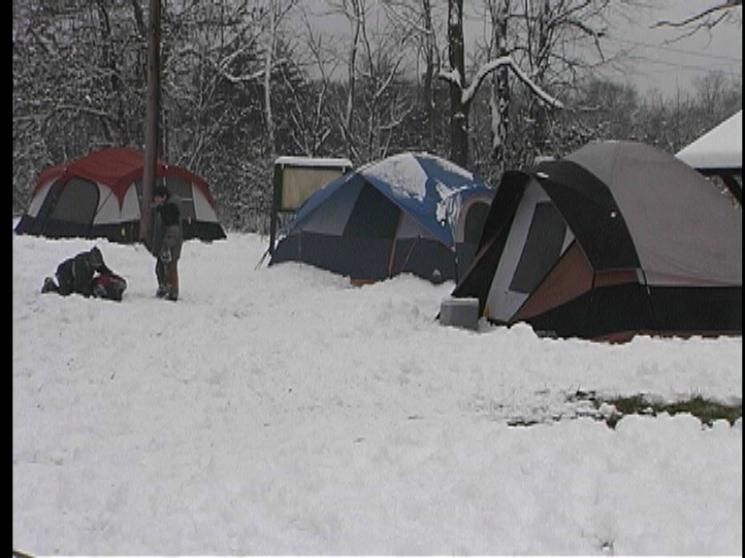 Boy Scouts Camp In Winter Wonderland