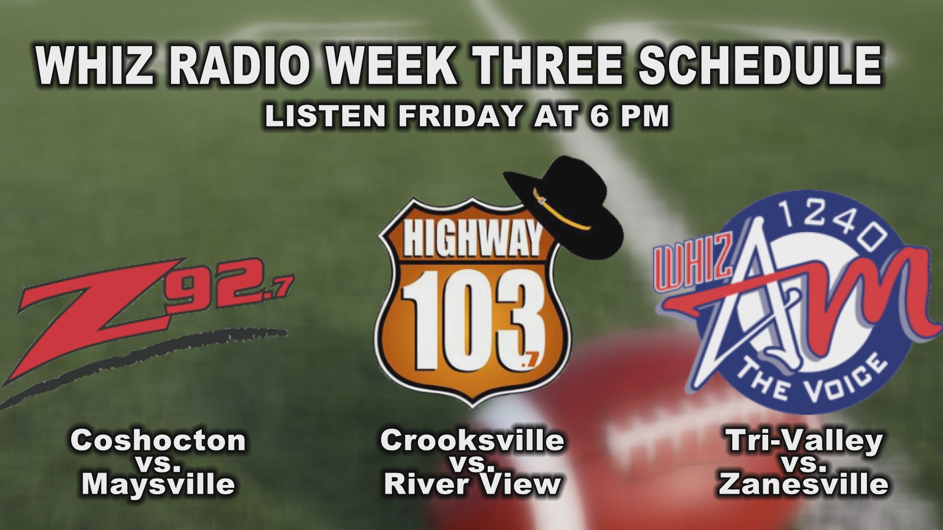 WHIZ Radio week three broadcast schedule WHIZ Fox 5 / Marquee