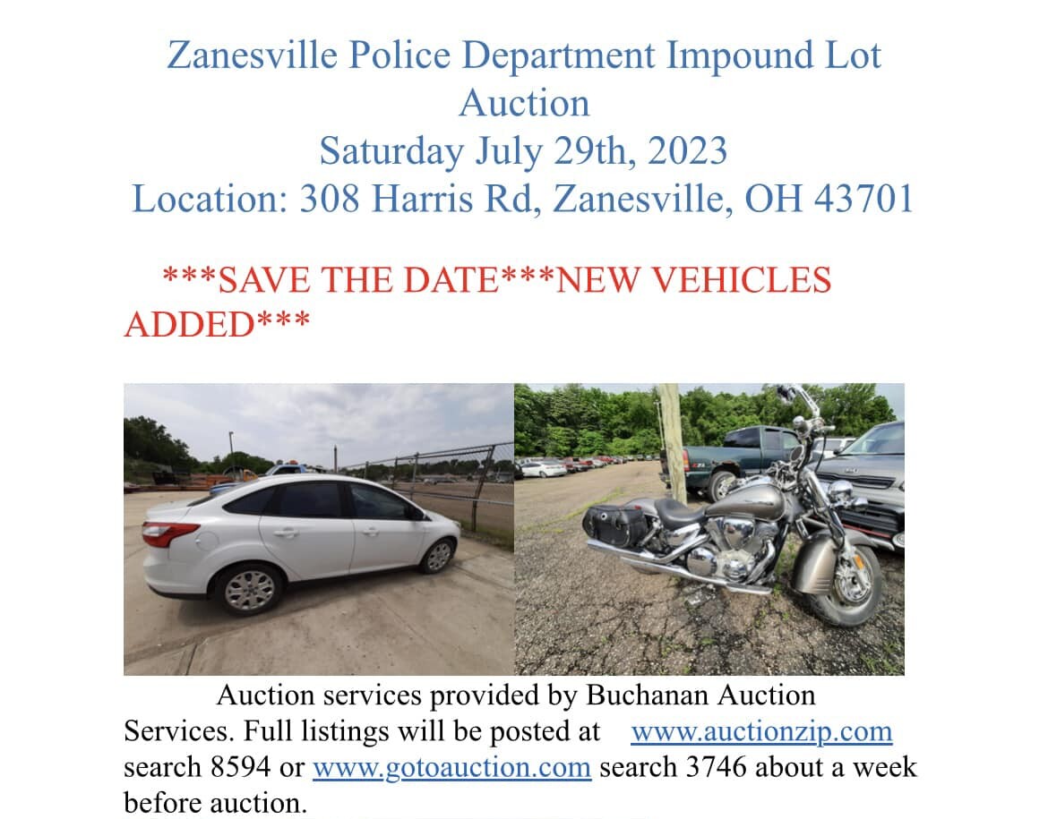 Zanesville Police Department's Impound Lot Auction - WHIZ - Fox 5 / Marquee  Broadcasting