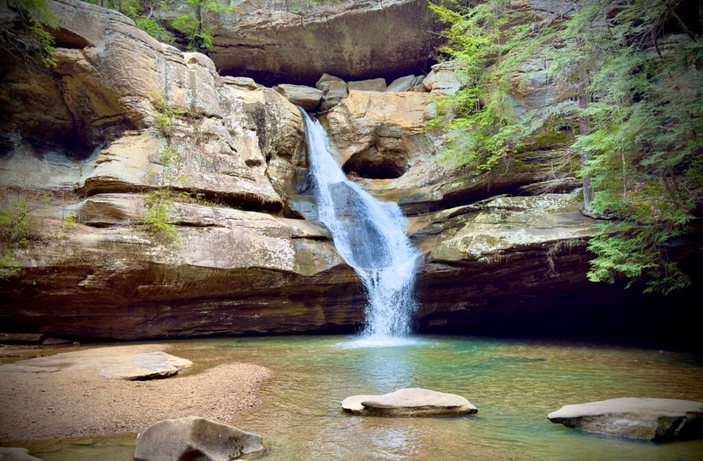 A picture of Cedar Falls at Hocking Hills State Park provided by the Ohio Department of Natural Resources.