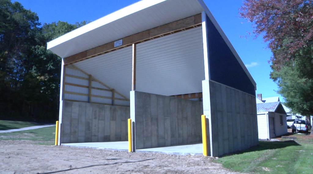 South Zanesville's new salt bin prevents ground leaching of road salt and is estimated to reduce annual salt use/loss.