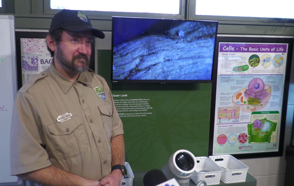 Dillon State Park Naturalist Michael Durst showcasing the Wentzscope in the parks Nature Center.